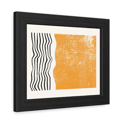 Ink Stamp 8 - Modern Abstract Framed Poster - Orange & Black Art for Home Decor