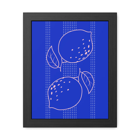 When life gives you lemons 1 - Citrus Lemon Framed Poster - Bright Blue Wall Art for Kitchen Decor