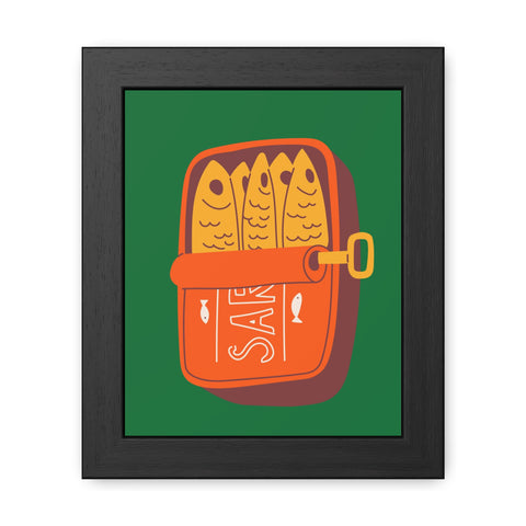 Whimsical Sardines Can Framed Poster – Quirky Wall Art for Foodies and Home Decor