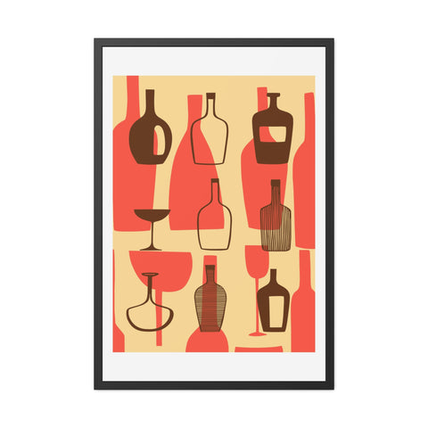 Wine Country 2 - Artistic Framed Poster – Abstract Bottle Design for Home Decor
