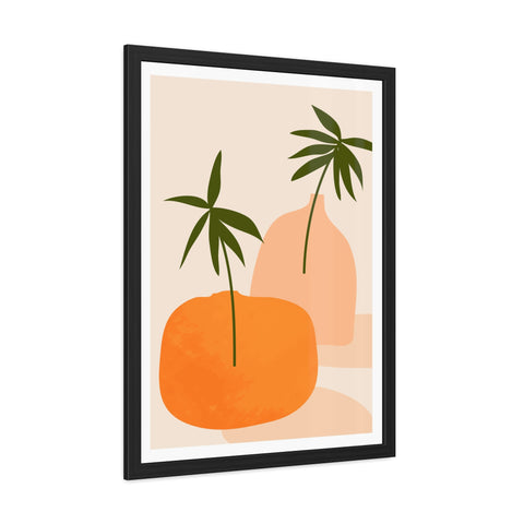 Agora 2 - Modern Framed Poster - Abstract Palm and Fruit Design for Home Decor