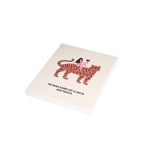 'He Was Kind of a Dick Anyways' Tiger Greeting Card — Sympathy Greeting Card - Illustrated, Funny, Snarky, Modern