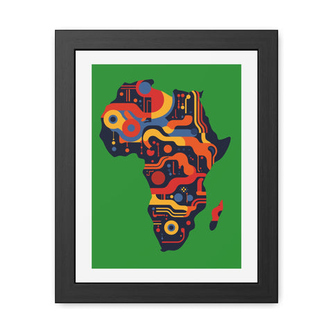 Africa 3 - Colorful African Map Framed Poster - Tech-Inspired Art for Modern Decor