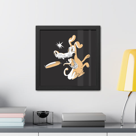 Catch it - Playful Dog Framed Poster - Fun Pet Decor for Animal Lovers
