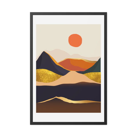 South 1 - Modern Framed Landscape Poster - Abstract Mountain Art for Cozy Home Decor