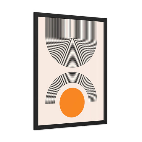 Brenda 2 - Modern Geometric Framed Poster - Minimalist Wall Art with Orange Circle
