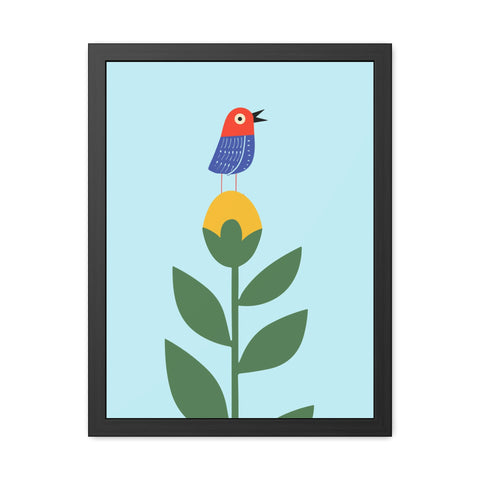 Childrana 2 - Colorful Bird & Flower Framed Poster – Cheerful Wall Art for Nature Lovers