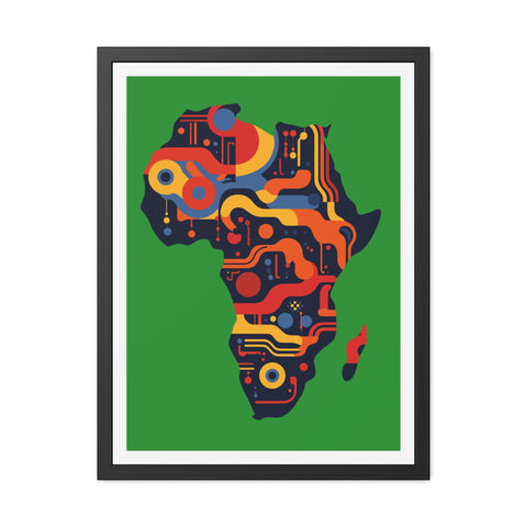 Africa 3 - Colorful African Map Framed Poster - Tech-Inspired Art for Modern Decor