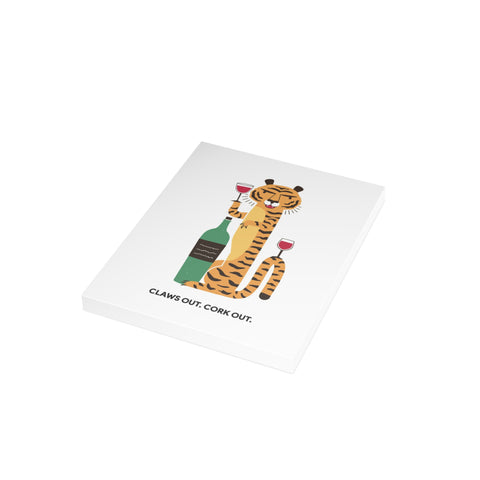"Claws Out. Cork Out." Tiger Greeting Card — Humorous Greeting Card - Illustrated, Funny, Snarky, Modern