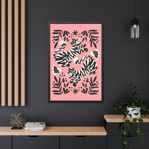 Mirror 4 - Playful Tiger Framed Poster Art for Animal Lovers - Vibrant Wall Decor