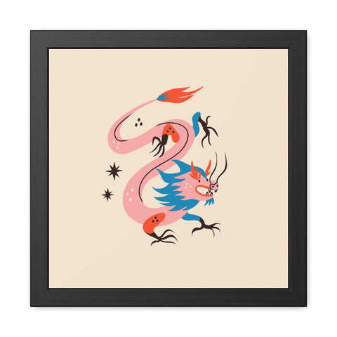Dragon 2 - Whimsical Dragon Framed Poster - Colorful Art for Home Decor