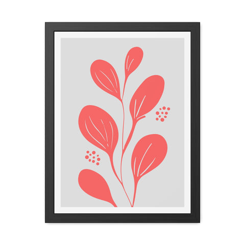 Stratica 3 - Modern Framed Floral Poster - Coral Leaf Design for Home Décor
