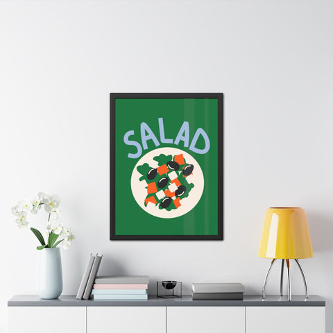 Whimsical Salad Framed Poster - Fun Kitchen Decor for Food Lovers