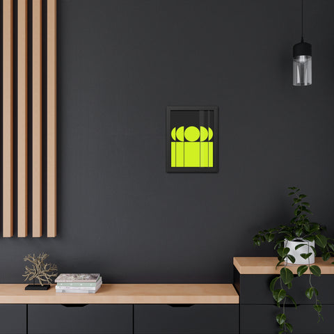 Modernica 1 - Modern Geometric Framed Poster - Bright Yellow and Black Wall Art for Contemporary Decor