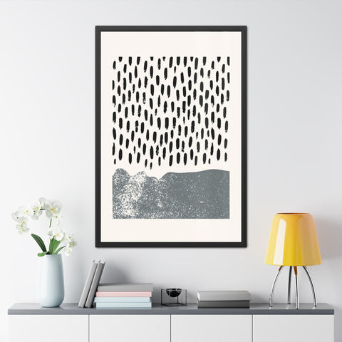 Ink Block 2 - Modern Minimalist Framed Poster - Black and White Abstract Art for Home Décor