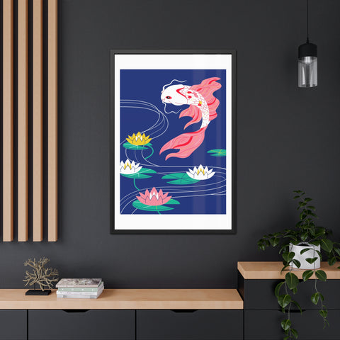 Japanese Garden 1 - Koi Fish Framed Poster - Tranquil Water Lily Art for Home Décor