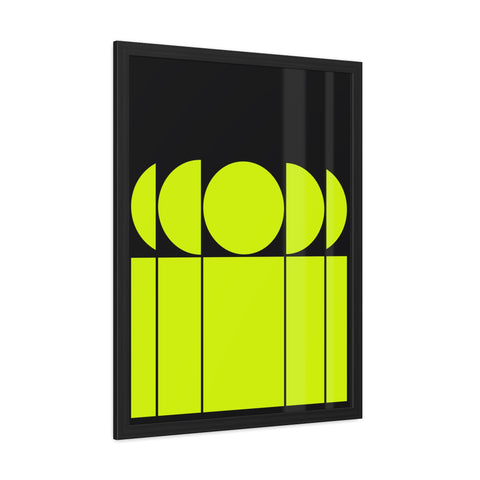 Modernica 1 - Modern Geometric Framed Poster - Bright Yellow and Black Wall Art for Contemporary Decor
