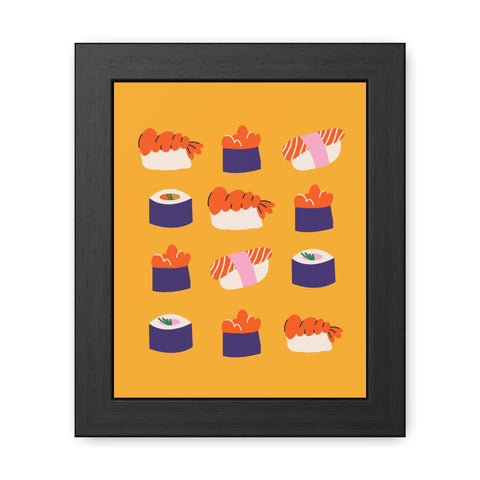 Whimsical Sushi Framed Poster - Colorful Japanese Cuisine Art