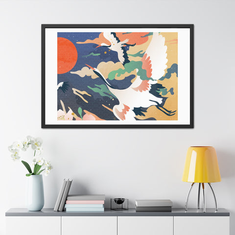 Pelican 2 - Elegant Crane Framed Poster - Serene Wall Art for Nature Lovers