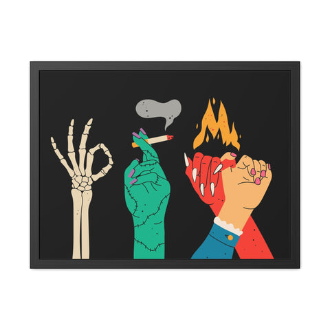 Hands Up - Bold Graphic Framed Posters - Edgy Art for Home Decor