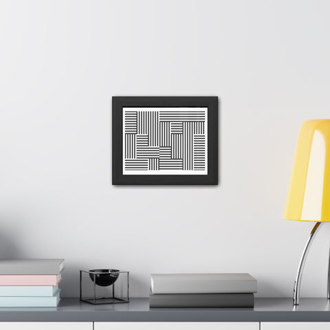 Horizon Grid 4 - Modern Minimalist Framed Poster - Abstract Black and White Line Art