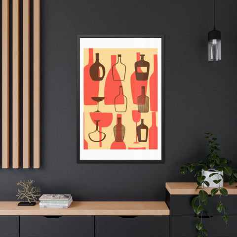 Wine Country 2 - Artistic Framed Poster – Abstract Bottle Design for Home Decor
