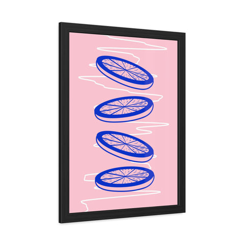 When life gives you lemons 6 - Trendy Framed Poster - Vibrant Blue Citrus Slices Art for Modern Home Decor