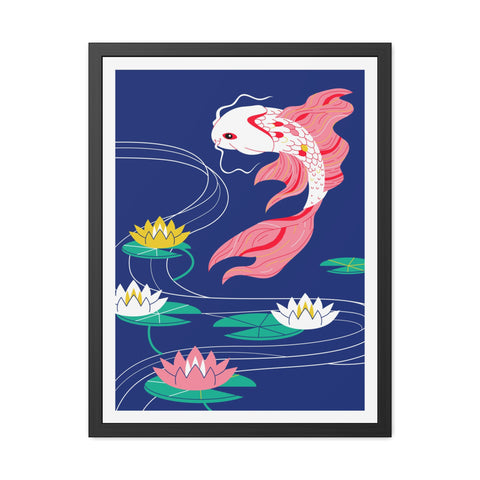 Japanese Garden 1 - Koi Fish Framed Poster - Tranquil Water Lily Art for Home Décor