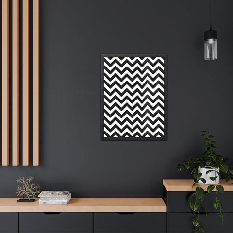 Damien 2 - Modern Chevron Framed Poster | Black & White Wall Art for Home Decor