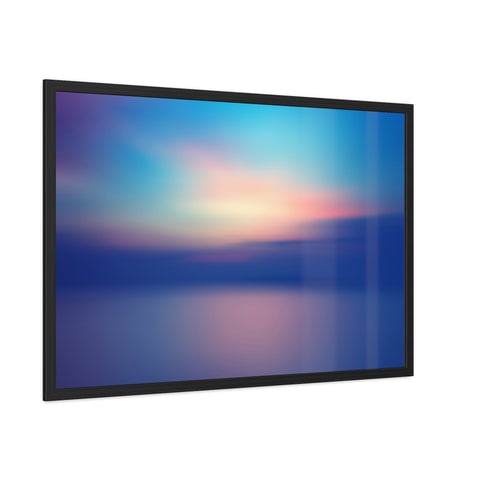 Ariel Sunset - Calming Framed Poster - Abstract Blue and Pink Wall Art for Home Decor