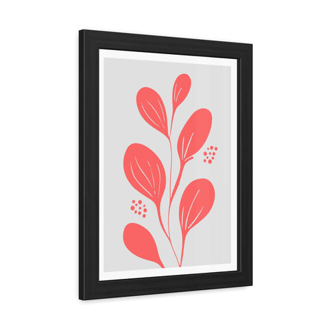 Stratica 3 - Modern Framed Floral Poster - Coral Leaf Design for Home Décor