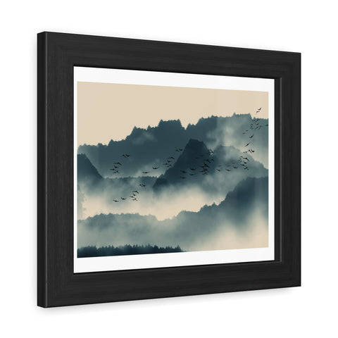Foggy Morning 2 - Serene Mountain Landscape Framed Poster - Nature Wall Art for Tranquil Spaces