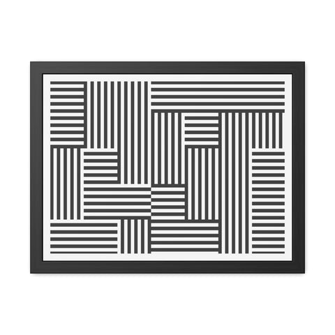 Horizon Grid 4 - Modern Minimalist Framed Poster - Abstract Black and White Line Art