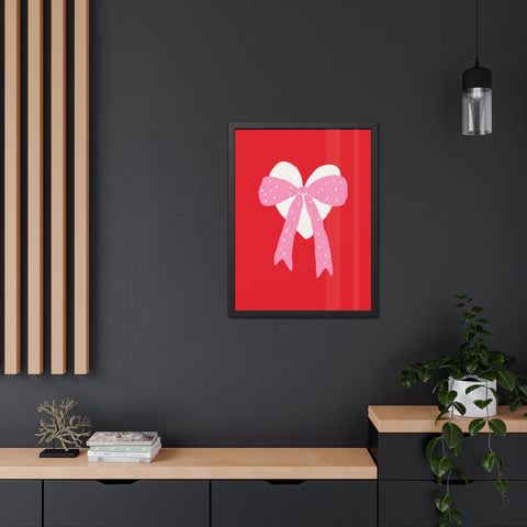 With a bow 2 - Heart Ribbon Framed Poster - Perfect for Valentine's Day Decor