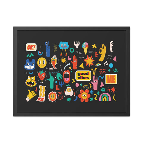 Good Vibes Framed Poster – Colorful Wall Art for Positive Energy