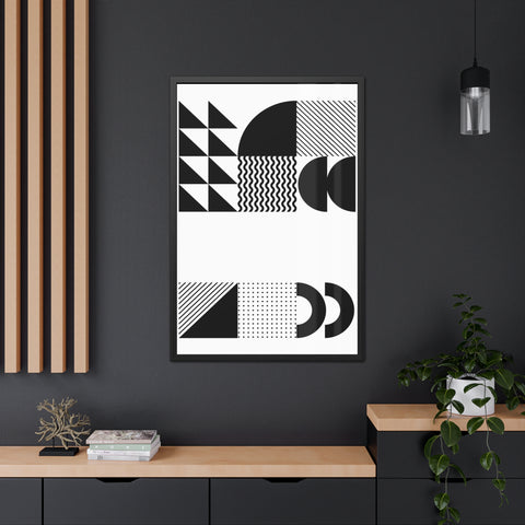 Modernica 6 - Modern Abstract Framed Poster - Black and White Geometric Wall Art