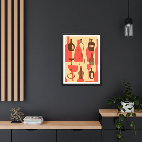 Wine Country 2 - Artistic Framed Poster – Abstract Bottle Design for Home Decor