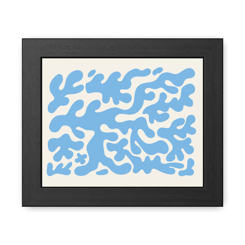 Mer 1 - Abstract Blue Coral Framed Poster - Modern Wall Art for Home Decor