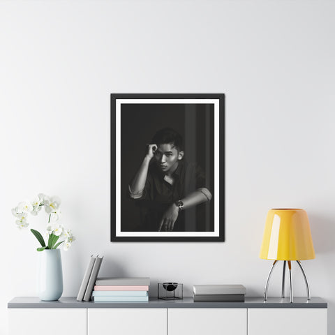 Male Portrait 1 - Elegant Framed Poster - Black and White Portrait for Modern Décor