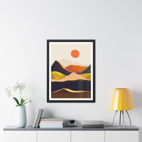 South 1 - Modern Framed Landscape Poster - Abstract Mountain Art for Cozy Home Decor