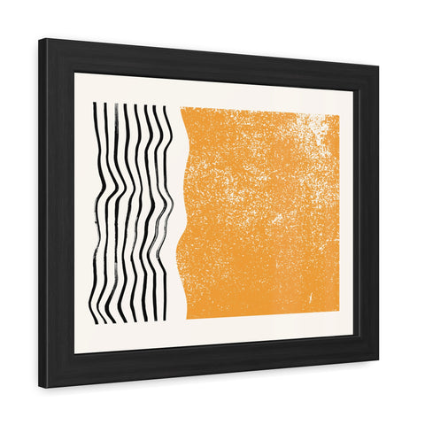 Ink Stamp 8 - Modern Abstract Framed Poster - Orange & Black Art for Home Decor