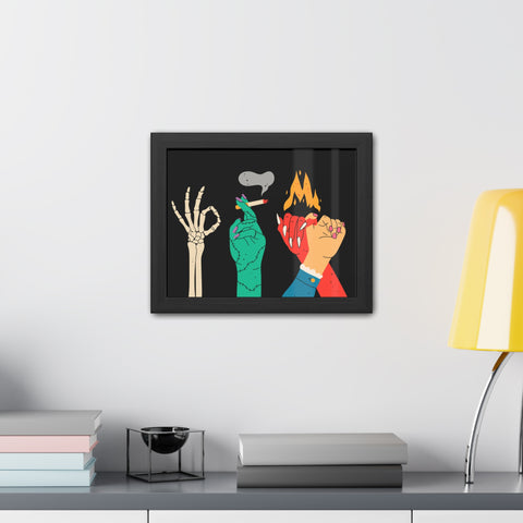 Hands Up - Bold Graphic Framed Posters - Edgy Art for Home Decor