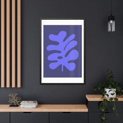 Stratica 7 - Modern Botanical Framed Poster - Abstract Blue Leaf Design for Home Decor