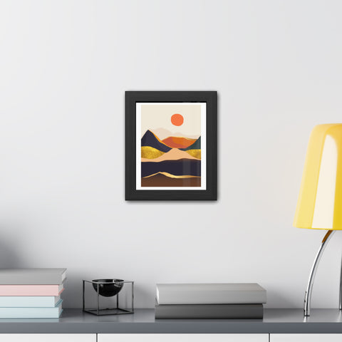 South 1 - Modern Framed Landscape Poster - Abstract Mountain Art for Cozy Home Decor