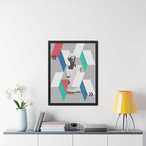 Abstractica 4 - Modern Framed Poster Art - Abstract Geometric Statue Design