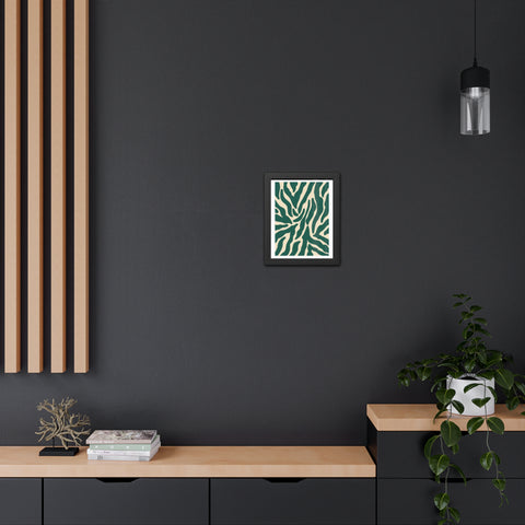 Natural formation 4- Modern Abstract Framed Poster - Green and Beige Wave Pattern Art for Home Decor