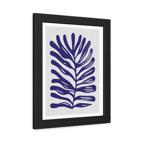 Stratica 4 - Modern Botanical Framed Poster - Navy Leaf Design