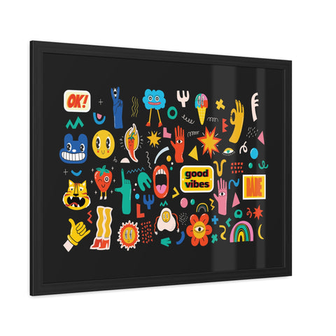 Good Vibes Framed Poster – Colorful Wall Art for Positive Energy