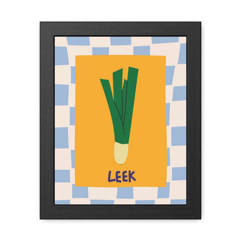 Whimsical Leek Framed Poster - Kitchen Art for Food Lovers