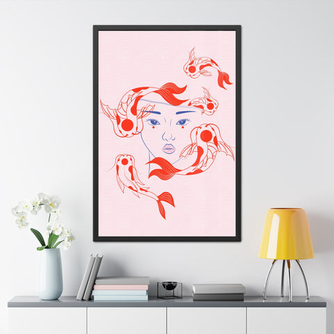 Koi Fish Art Framed Poster - Serene Wall Decoration for Home Decor Enthusiasts